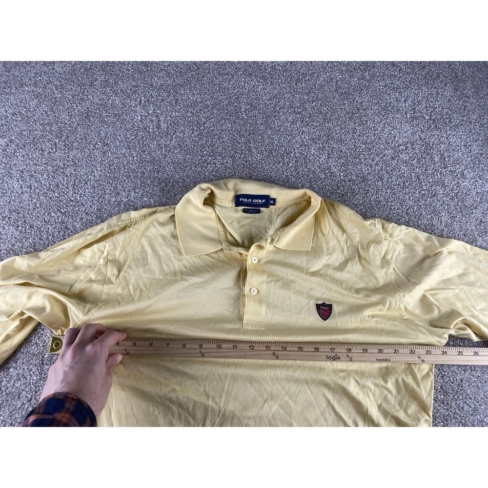 Polo Ralph Lauren Golf Yellow Polo Shirt Pima Cotton Polo Plaid Patch Mens XL